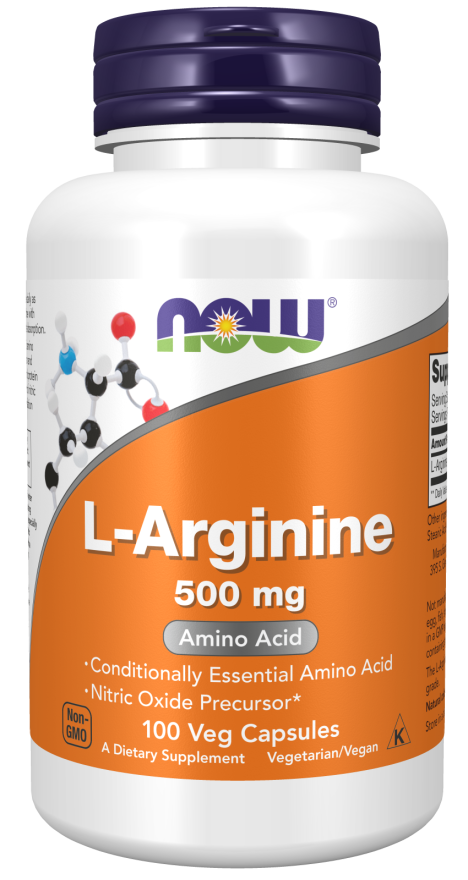 L-Arginine 500mg - 100 Veg Capsules (Now Foods)