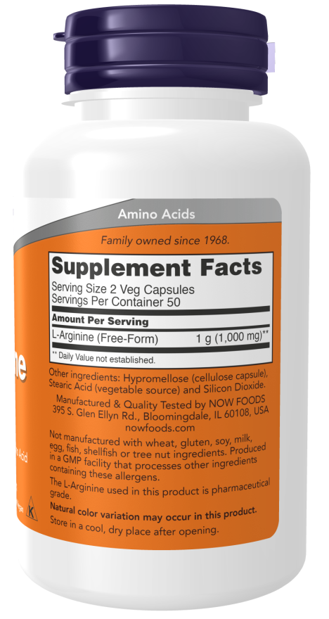 Arginine 500mg - 100 Veg Capsules (Now Foods)