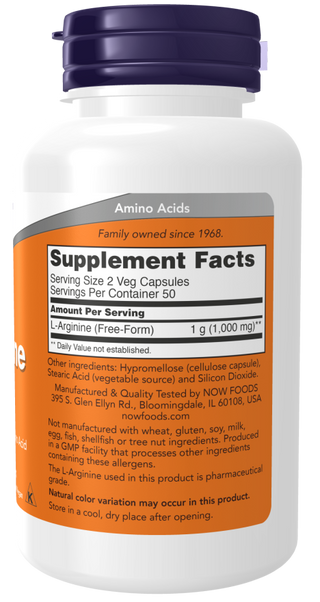 Arginine 500mg - 100 Veg Capsules (Now Foods)