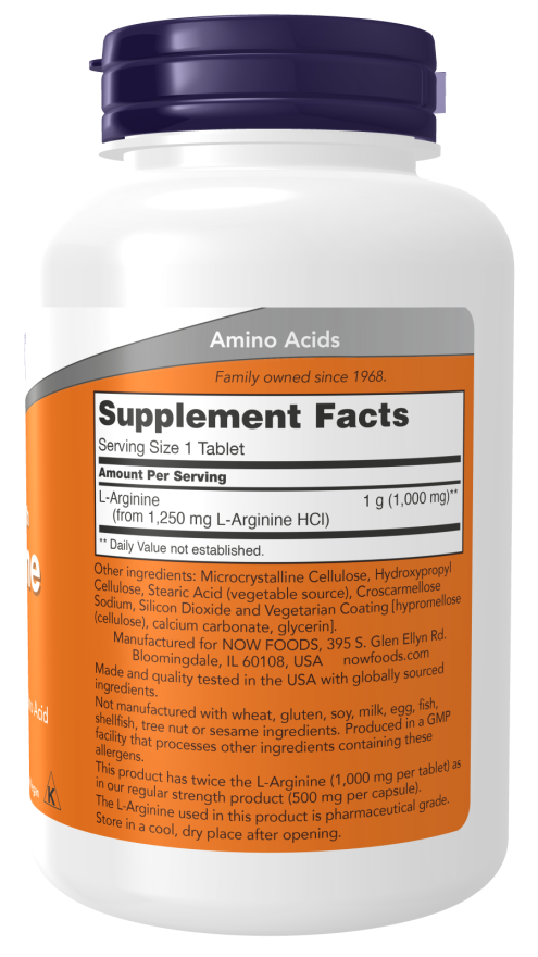 Arginine 1000mg - 120 Tablets (Now Foods)