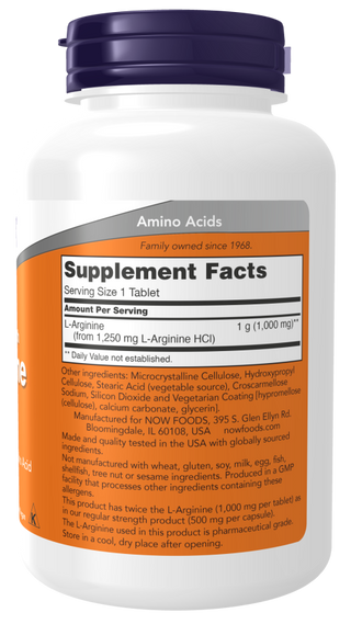 Arginine 1000mg - 120 Tablets (Now Foods)