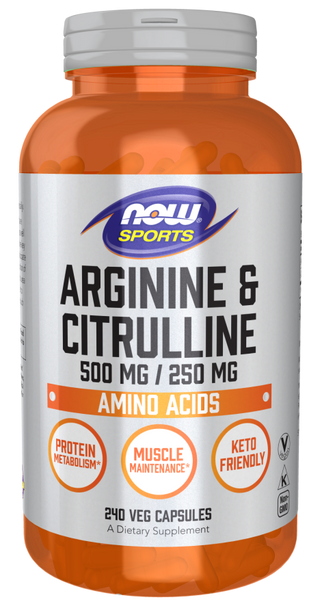 Arginine 500mg Citrulline 250mg - 240 Veg Capsules (Now Foods)