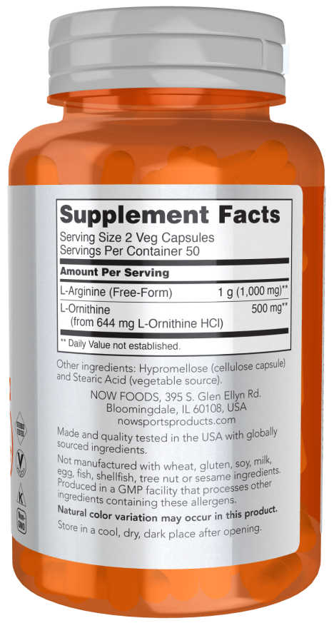 Arginine/Ornithine - 250 Veg Capsules (Now Foods)