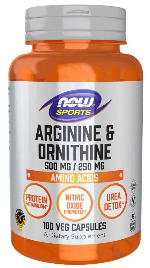 Arginine & Ornithine 500mg/ 250 Mg - 100 Veg Capsules (Now Sports)