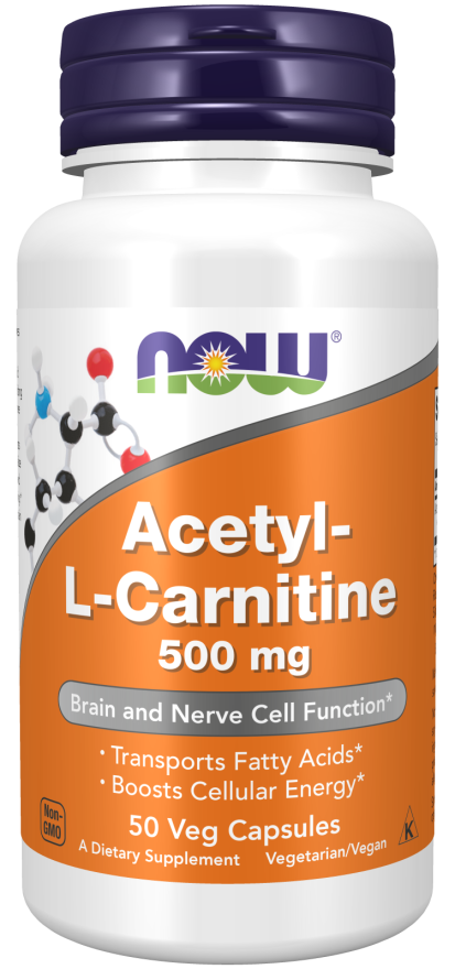 Acetyl L-Carnitine 500mg - 50 Veg Capsules (Now Foods)