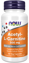 Acetyl L-Carnitine 500mg - 50 Veg Capsules (Now Foods)