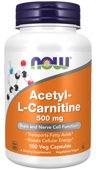 Acetyl L-Carnitine 500mg - 100 Veg Capsules (Now Foods)