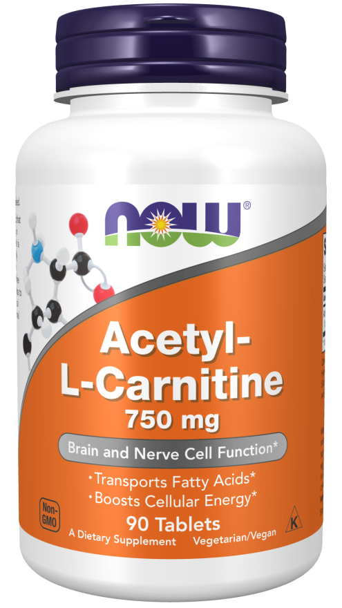 Acetyl L-Carnitine 750mg - 90 Tablets (Now Foods)