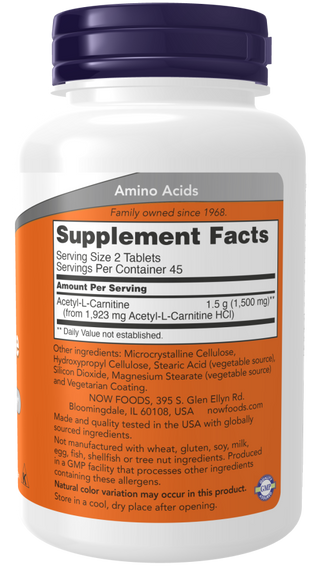 Acetyl L-Carnitine 750mg - 90 Tablets (Now Foods)