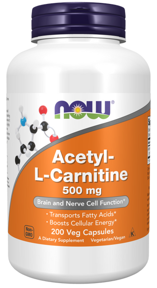 Acetyl L-Carnitine 500mg - 200 Veg Capsules (Now Foods)