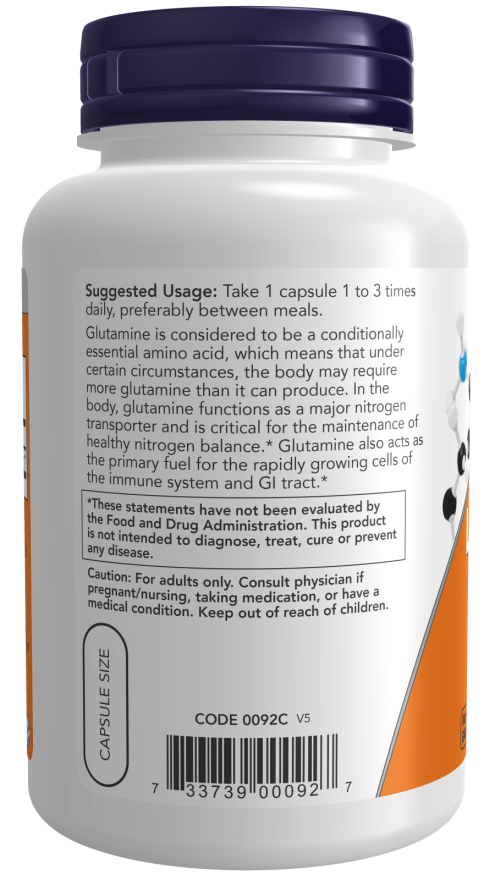 L-Glutamine 500mg 120 Vcaps by Now Foods