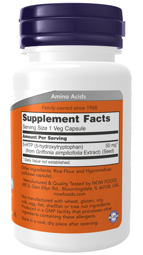 5-HTP 50mg - 180 Veg Capsules (Now Foods)