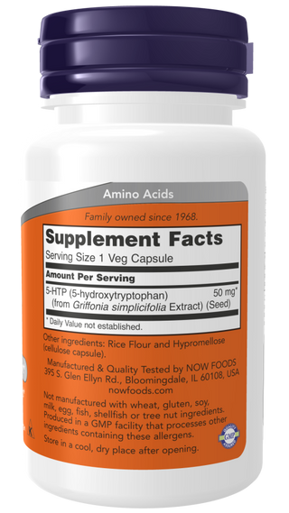 5-HTP 50mg - 180 Veg Capsules (Now Foods)