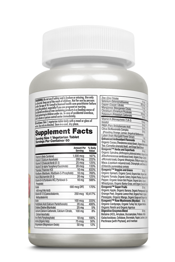 Enhanced Energy Once Daily Whole Food Multivitamin VegCaps 60ct by KAL