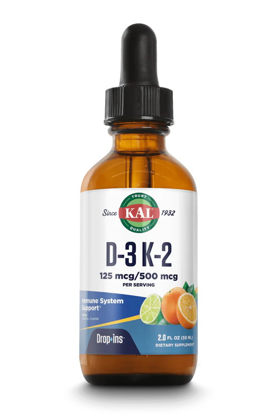 D-3 K-2  2floz 125mcg drop Citrus by Kal