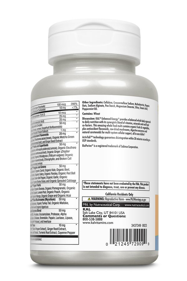 Enhanced Energy Whole Food Multivitamin Iron-Free VegCap 60ct by KAL