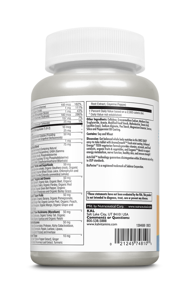 Enhanced Energy TEEN Multivitamin VegCaps 60ct by KAL