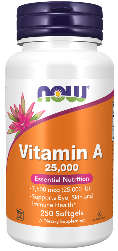 Vitamin A 25,000 IU / 7,500mcg - 250 Softgels (Now Foods)