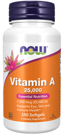 Vitamin A 25,000 IU / 7,500mcg - 250 Softgels (Now Foods)