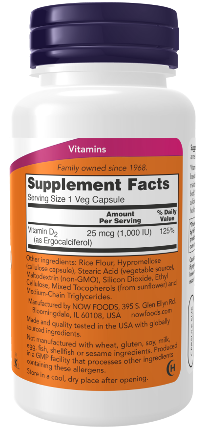 Vit D-1000IU Vegetarian 120 Vcaps by Now Foods