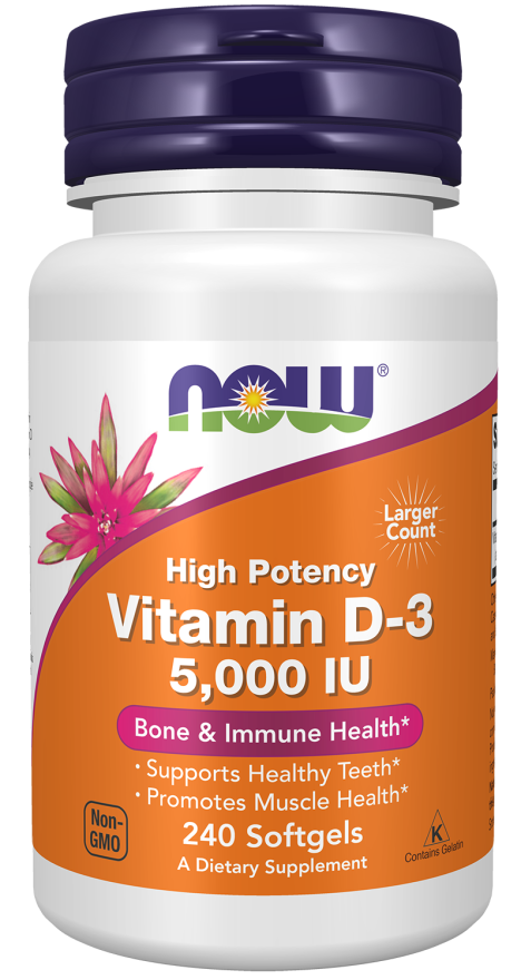 Vitamin D-3 5,000IU - 240 Softgels (NOW Foods)