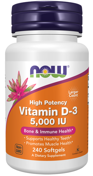 Vitamin D-3 5,000IU - 240 Softgels (NOW Foods)