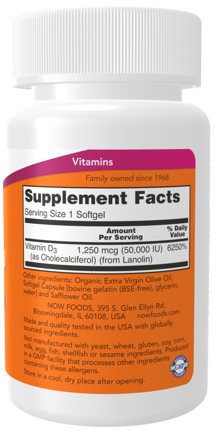 Vit D-3 50,000 IU  50 Sgels by Now Foods