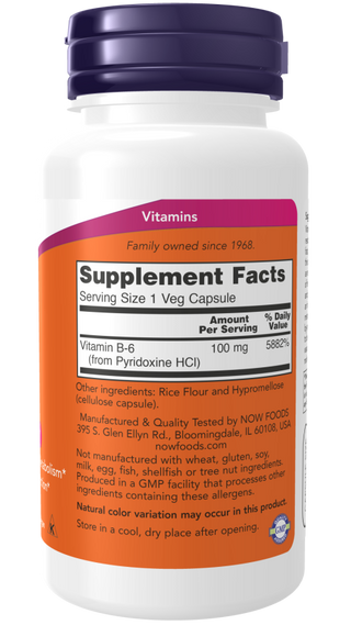 B-6 100mg - 100 Veg Capsules (Now Foods)