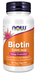 Biotin (5,000 mcg) - 60 Veg Capsules (Now)