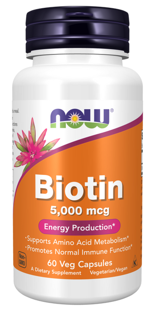 Biotin (5,000 mcg) - 60 Veg Capsules (Now)