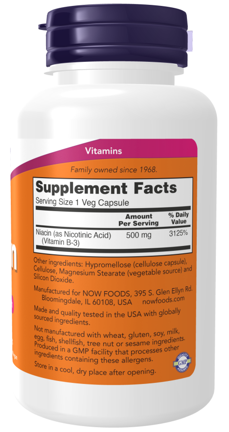 Niacin 500mg 100 Vcaps by Now Foods