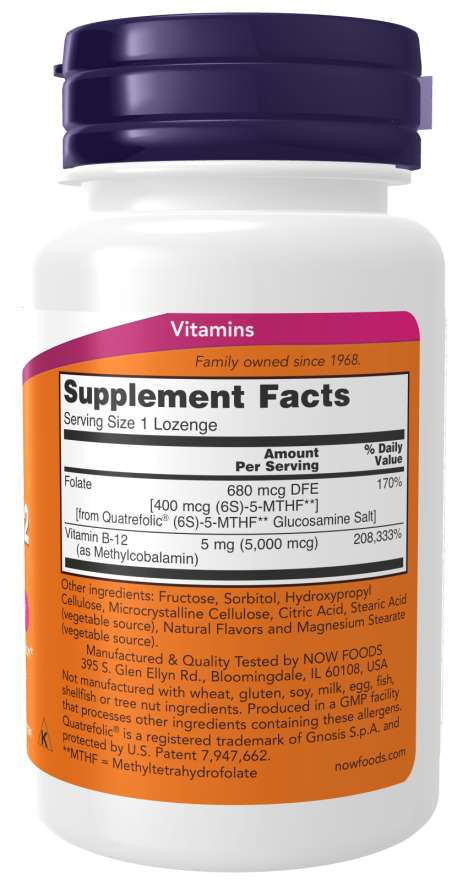 Methyl B-12 5000mcg 60 Loz by Now Foods