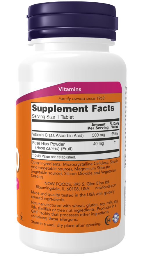 Vitamin C-500 With Rose Hips 250 Tabs by Now Foods