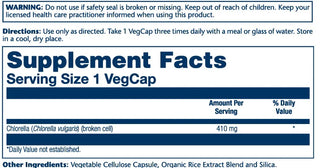 Chlorella Broken Cell 60ct 410mg veg cap by Solaray