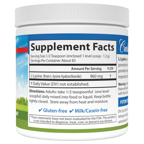 L-Lysine Amino Acid Powder - Carlson Labs