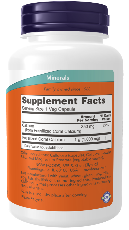 Coral Calcium 1000mg 250 Vcaps by Now Foods