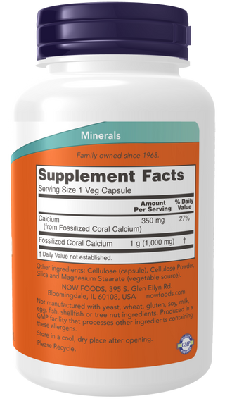 Coral Calcium 1000mg 250 Vcaps by Now Foods