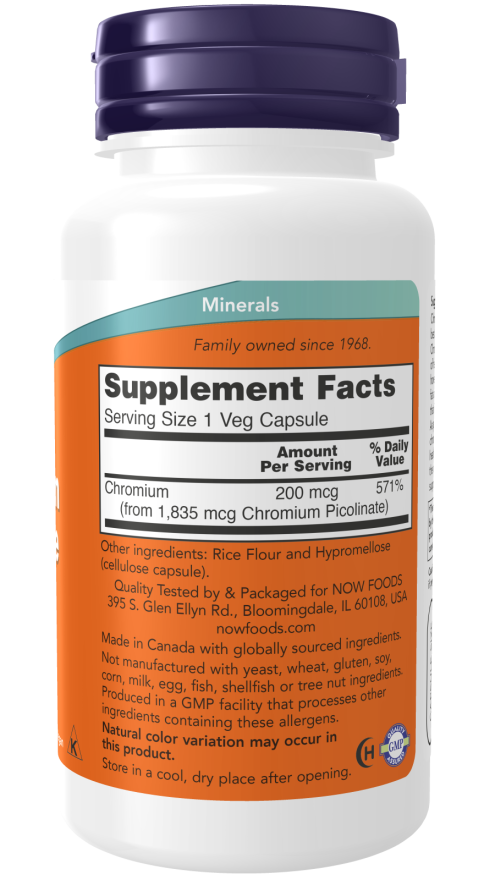 Chromium Picolinate 200mcg 250 Vcaps by Now Foods