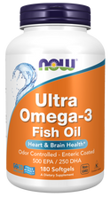 Ultra Omega-3 Fish Oil 500/250 Fish Gelatin 180 SoftGels by Now Foods