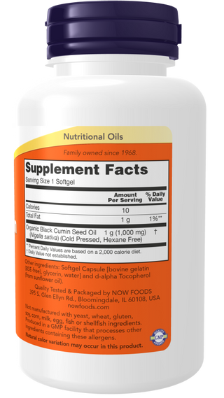 Black Cumin Seed Oil 1,000mg 60 Sgels by Now Foods