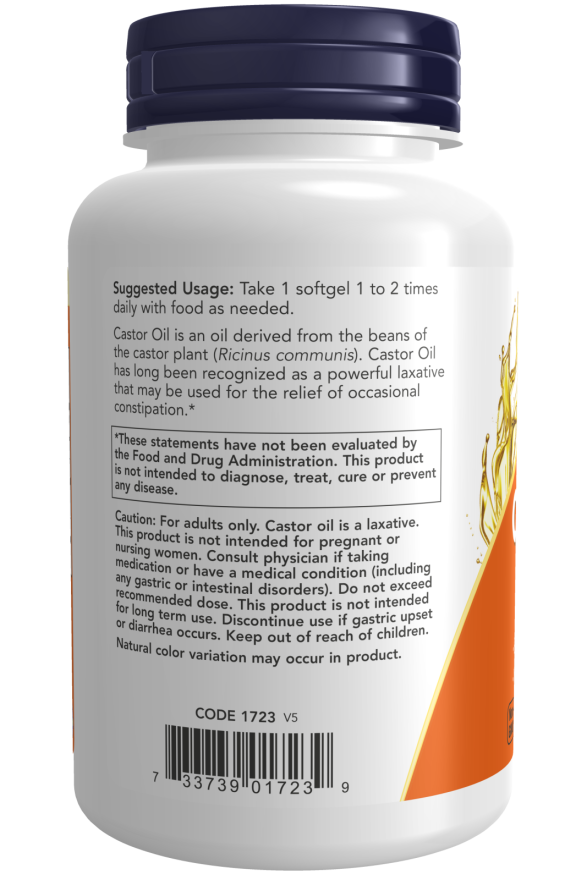 Castor Oil 650mg 120 Sgels by Now Foods