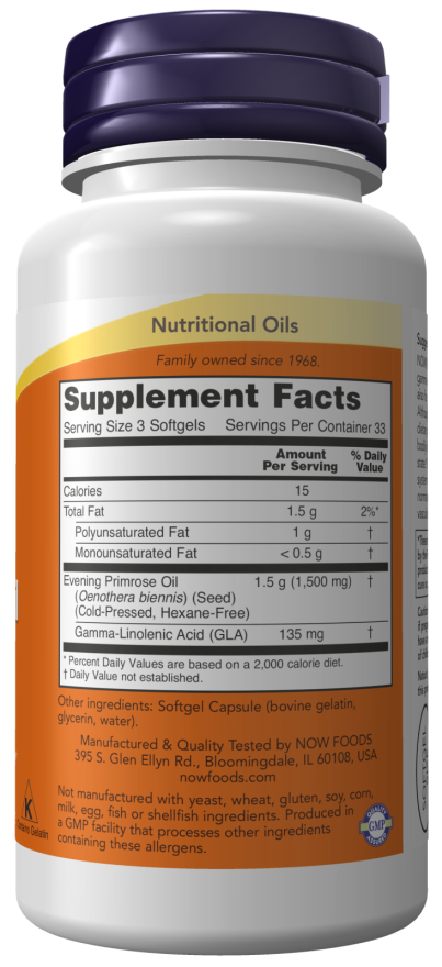 Evening Primrose 500mg 250 Sgels by Now Foods