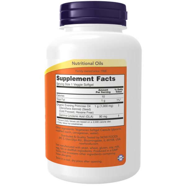 Evening Primrose Oil Organic 1000mg 90 Vgels by Now Foods