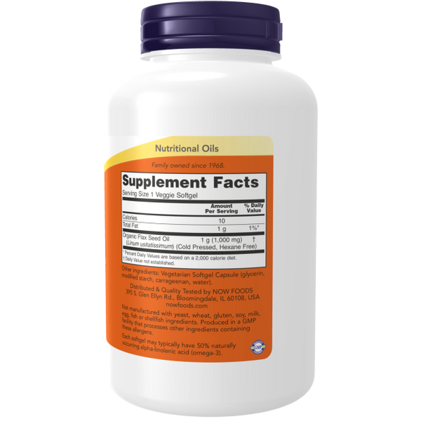 Flax Oil Org 1000mg 120 Vgels by Now Foods