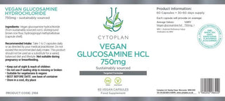 Vegan Glucosamine HCL 750mg - 180 Veg Caps (Cytoplan)