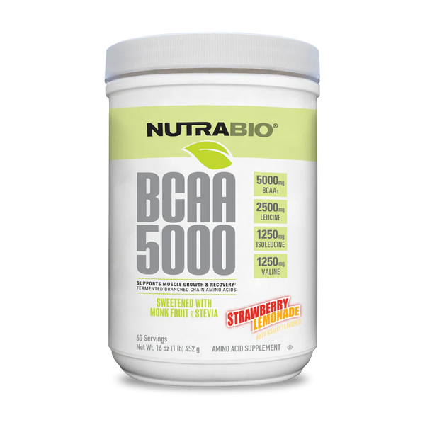 BCAA 5000 Natural - Strawberry Lemonade - 1 LB (NutraBio)