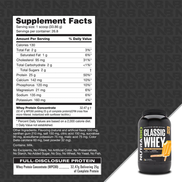 Classic Whey Protein - 2 LB - Orange Dream (NutraBio)