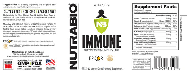 Immune - 90 Vegetable Capsules (NutraBio)