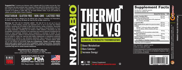 ThermoFuel V9 for Men - 180 Vegetable Capsules (NutraBio)