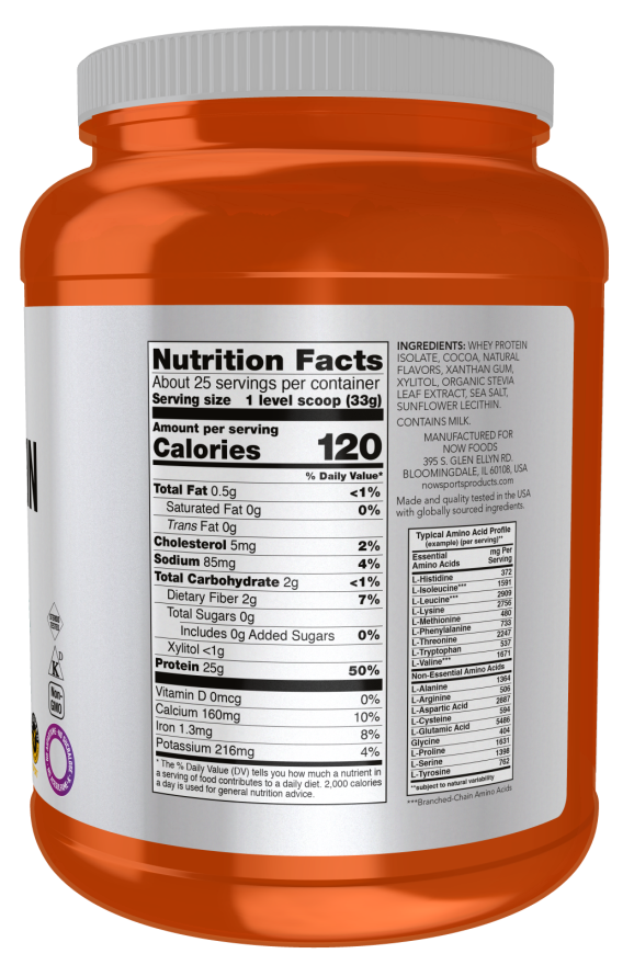 Whey Isolate Chocolate 1.8 lb by Now Foods